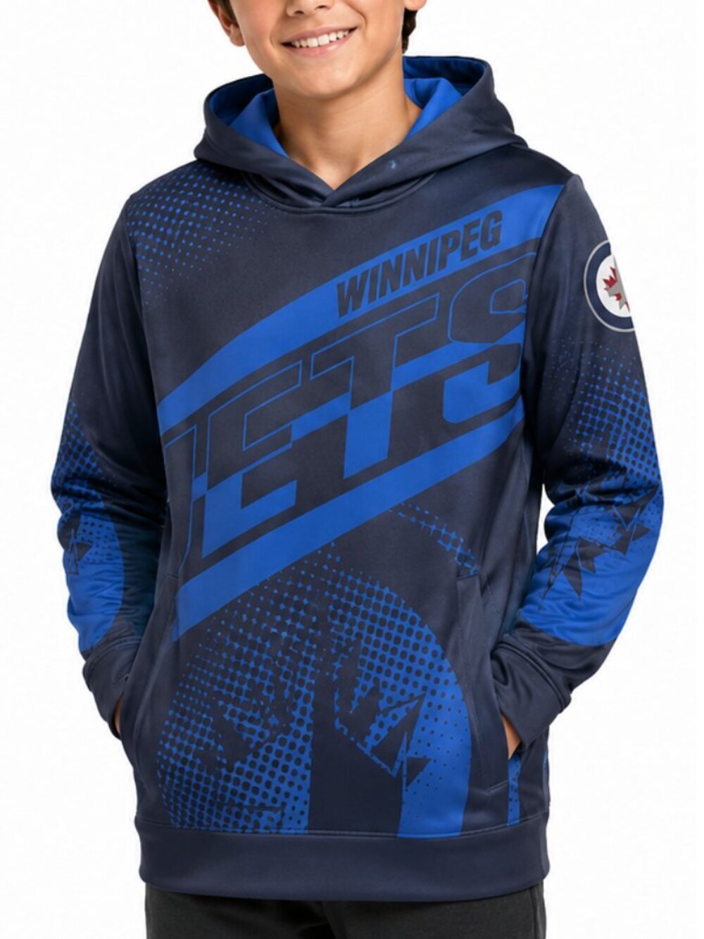 Winnipeg Jets Youth Hoodie Large Blue Black NHL Fleece Pullover Kids